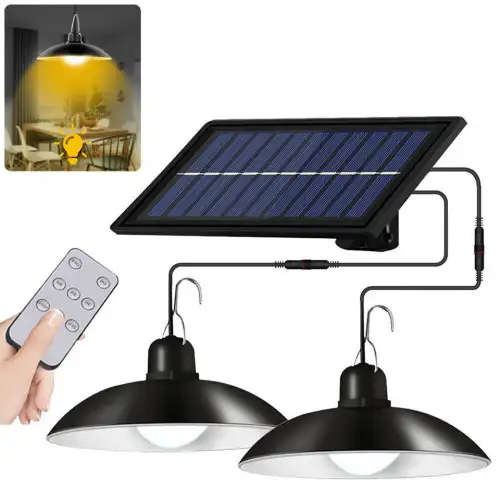 LED Solar Wall Light Home Garden Patio Double Head Pendant Light