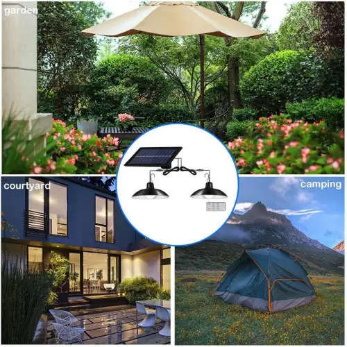 LED Solar Wall Light Home Garden Patio Double Head Pendant Light