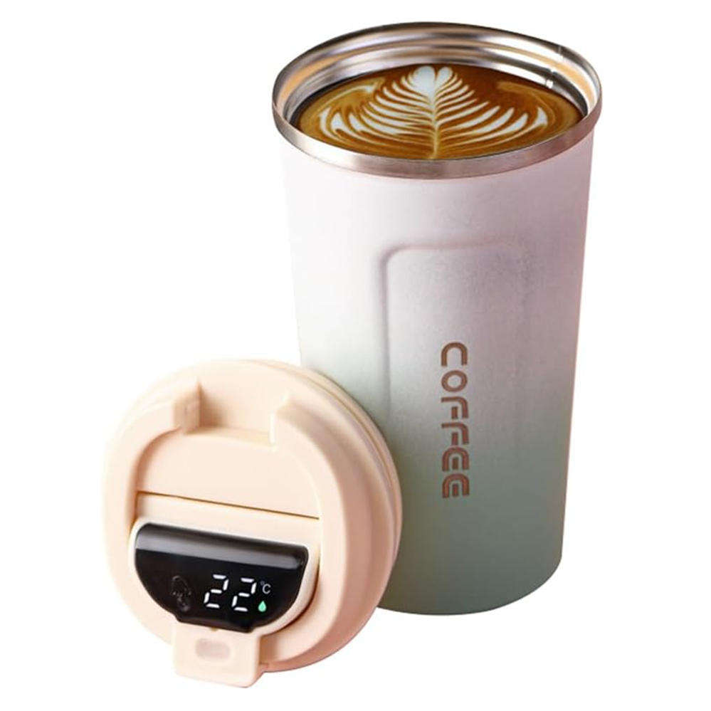 Smart double-layer coffee cup temperature display stainless steel thermos cup with lid