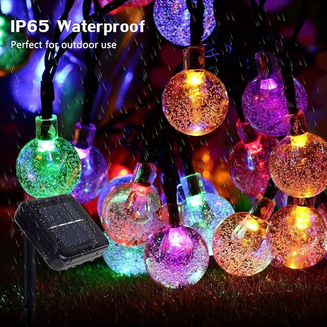 Outdoor colorful solar ball light string decoration suitable for garden, terrace, courtyard, party
