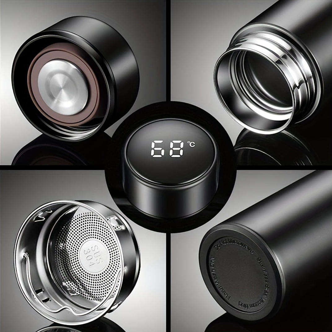 Double wall thermos cup with LED temperature display