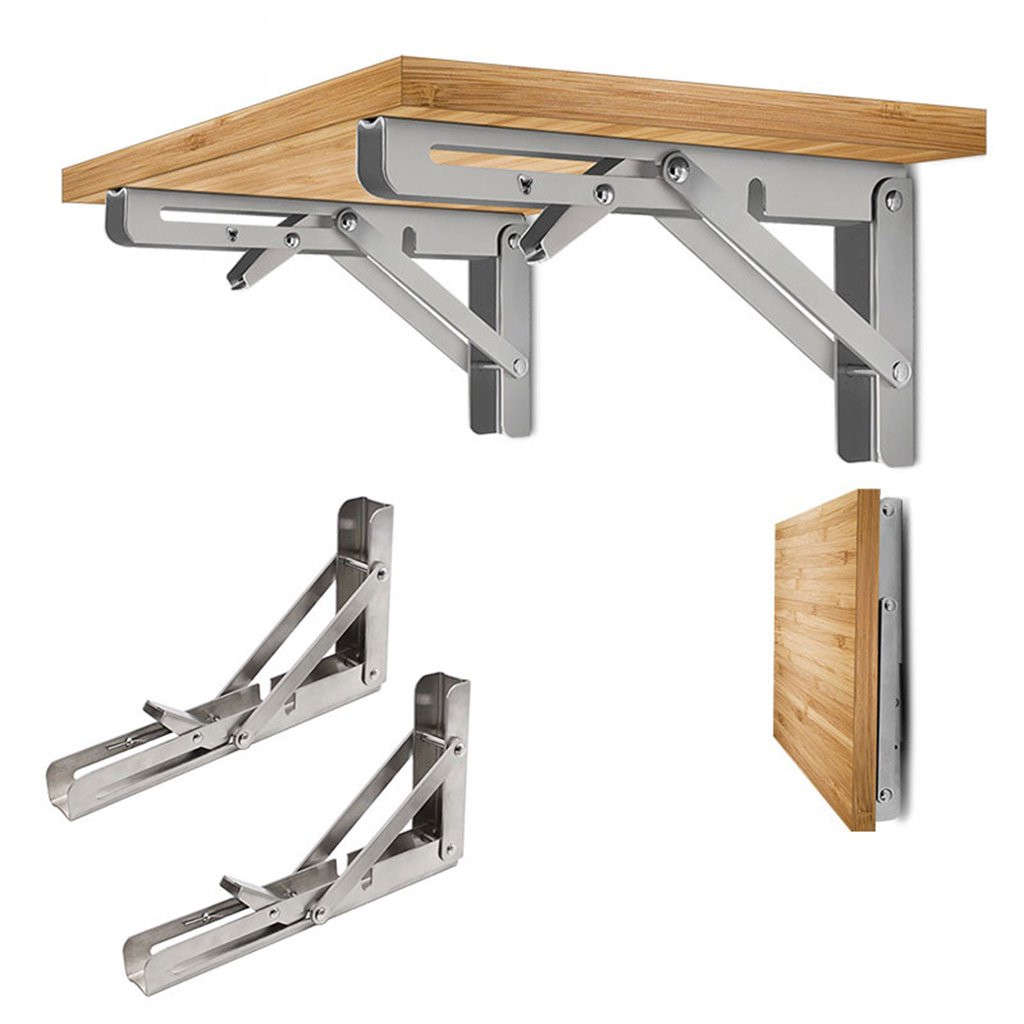2x Wall Mount Brackets Sturdy Folding Shelf Brackets for DIY Table Work