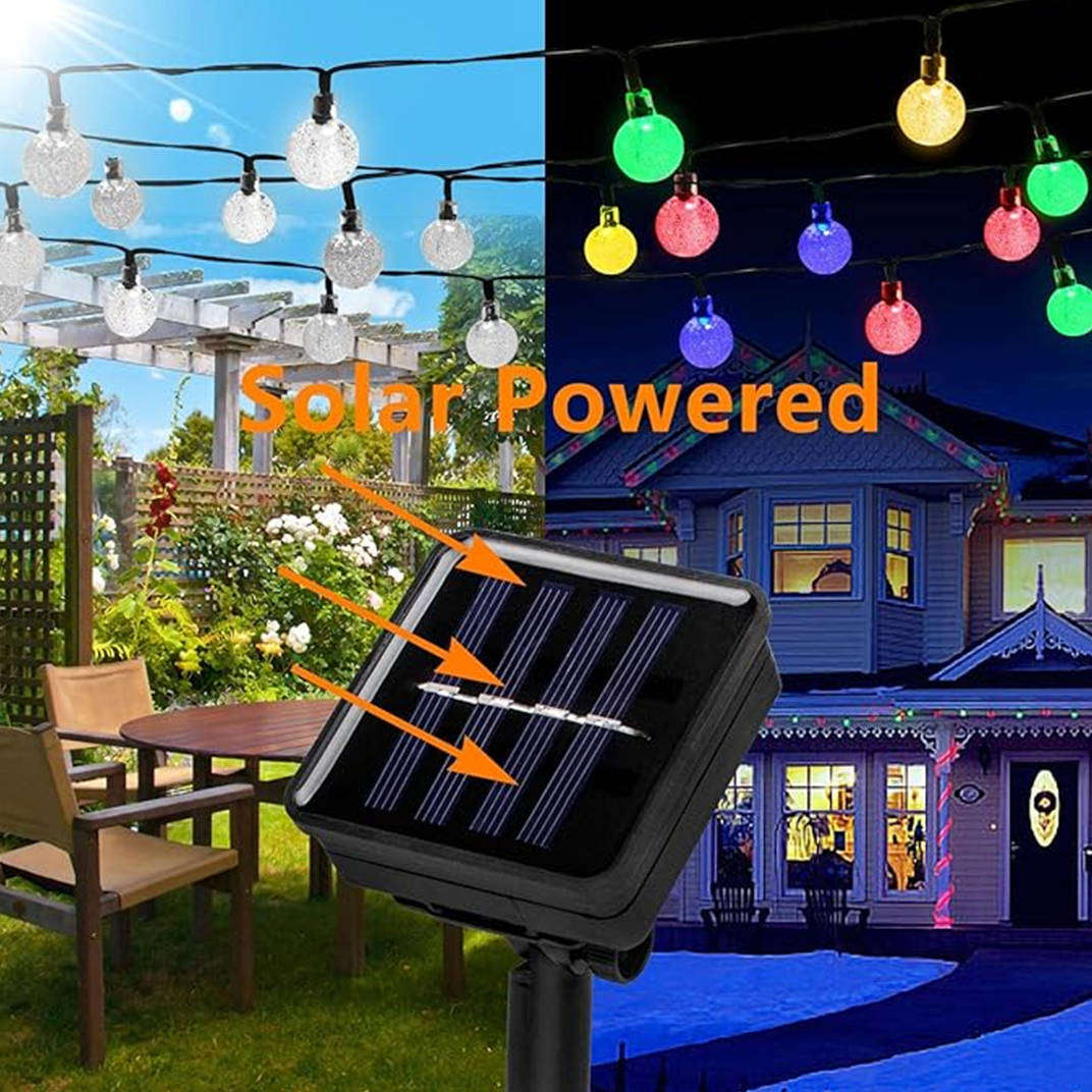 Outdoor colorful solar ball light string decoration suitable for garden, terrace, courtyard, party