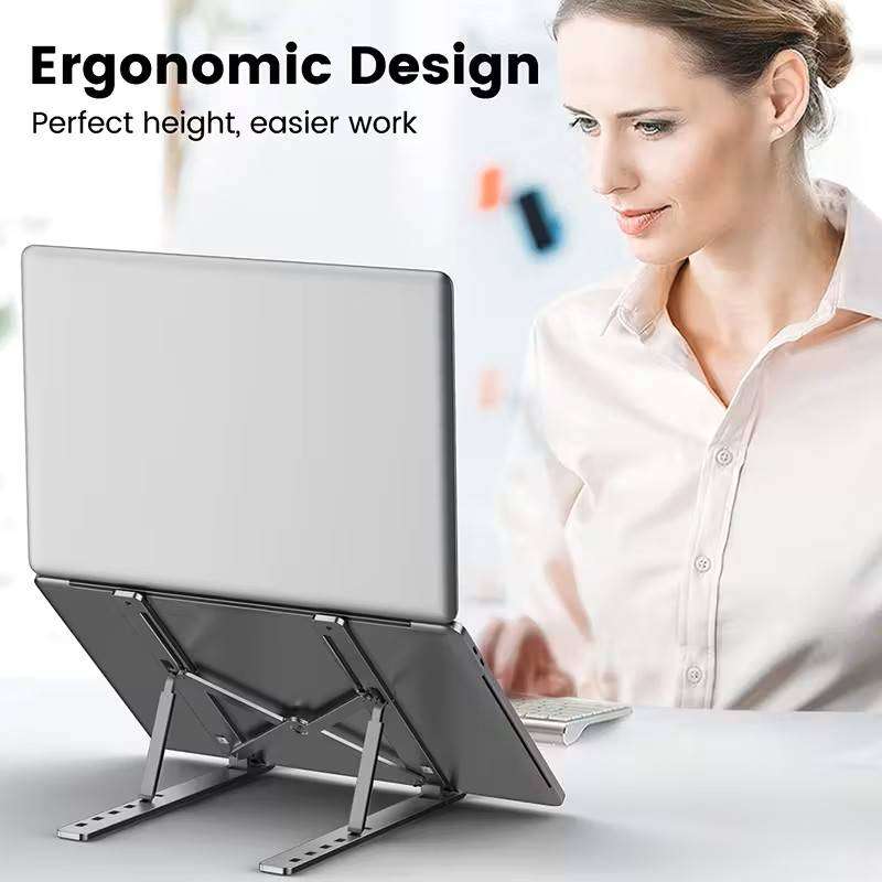 Portable aluminum alloy laptop stand adjustable foldable lifting cooling