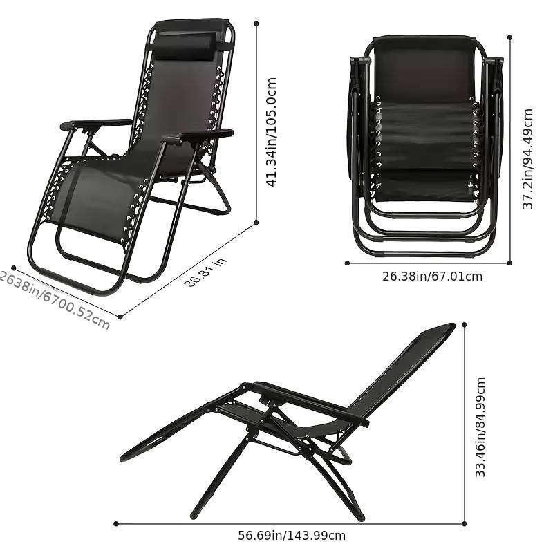 Outdoor Heavy Duty Adjustable Lounge Chair Ergonomic Design Zero Gravity Lounger