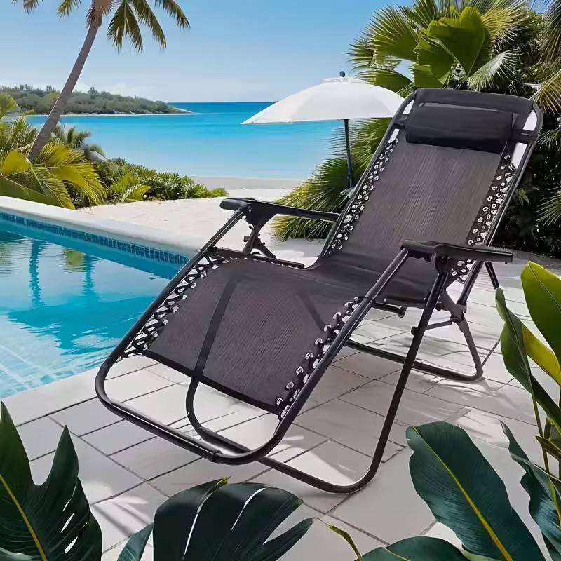 Outdoor Heavy Duty Adjustable Lounge Chair Ergonomic Design Zero Gravity Lounger
