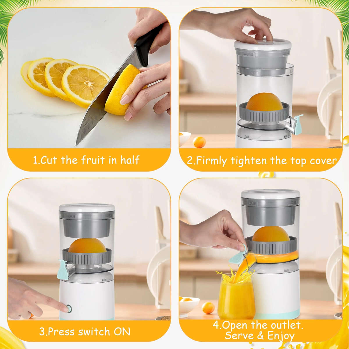 Portable Electric Juicer Camping Rechargeable Citrus Juicer