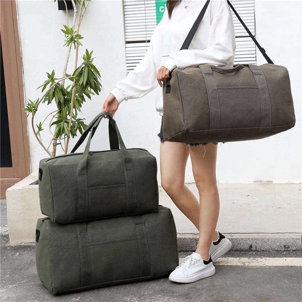 Large Capacity Canvas Travel Bag Outdoor Sports Fitness Bag for Men and Women