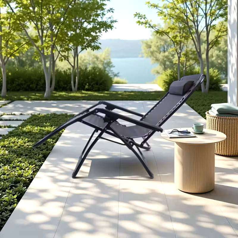 Outdoor Heavy Duty Adjustable Lounge Chair Ergonomic Design Zero Gravity Lounger