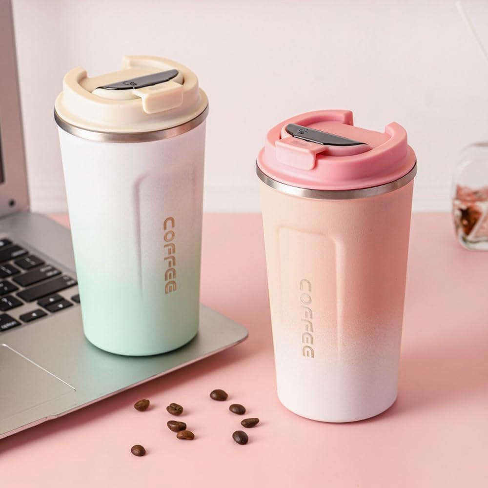 Smart double-layer coffee cup temperature display stainless steel thermos cup with lid