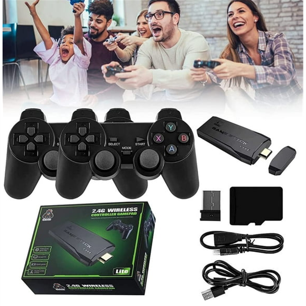 HDMI 4K TV Game Stick with 2 Wireless Game Controllers Built-in Games