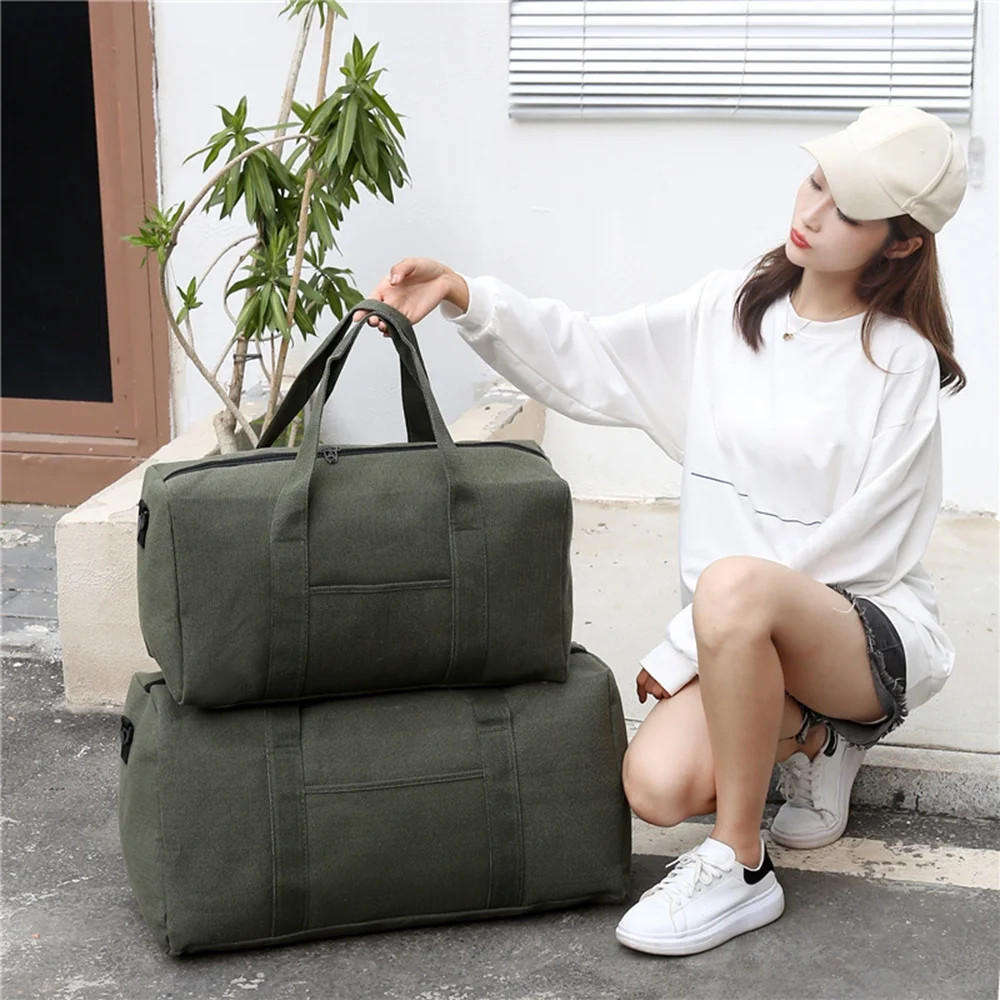 Large Capacity Canvas Travel Bag Outdoor Sports Fitness Bag for Men and Women