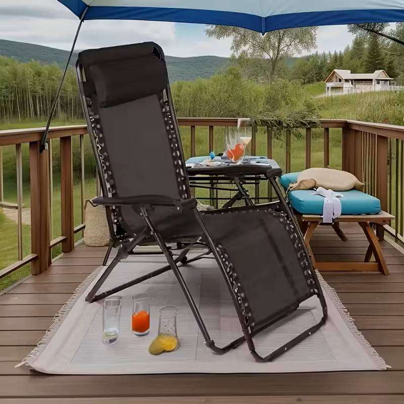 Outdoor Heavy Duty Adjustable Lounge Chair Ergonomic Design Zero Gravity Lounger
