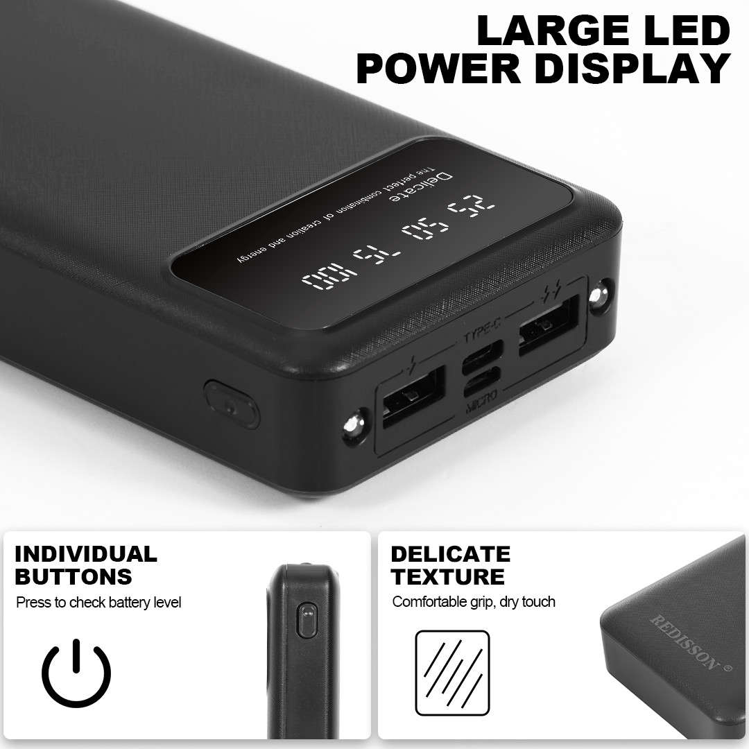 Redisson 10000mAh Power Bank with Digital Display & Flashlight Dual Output