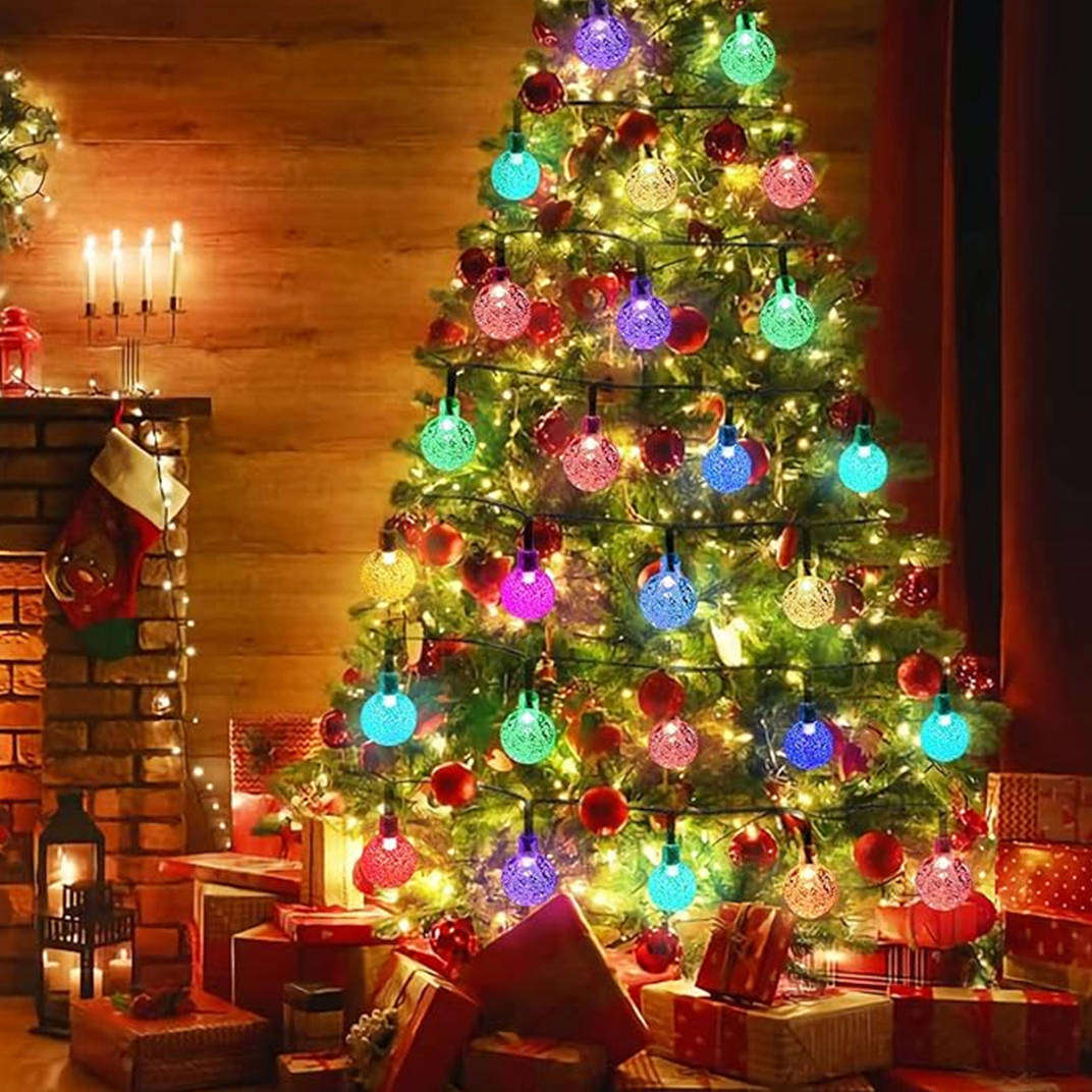 Outdoor colorful solar ball light string decoration suitable for garden, terrace, courtyard, party