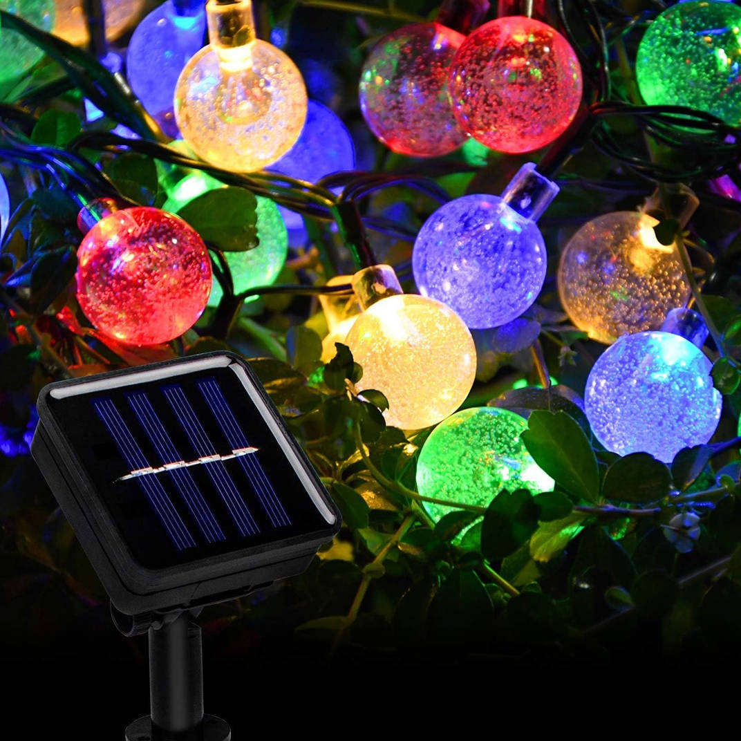 Outdoor colorful solar ball light string decoration suitable for garden, terrace, courtyard, party
