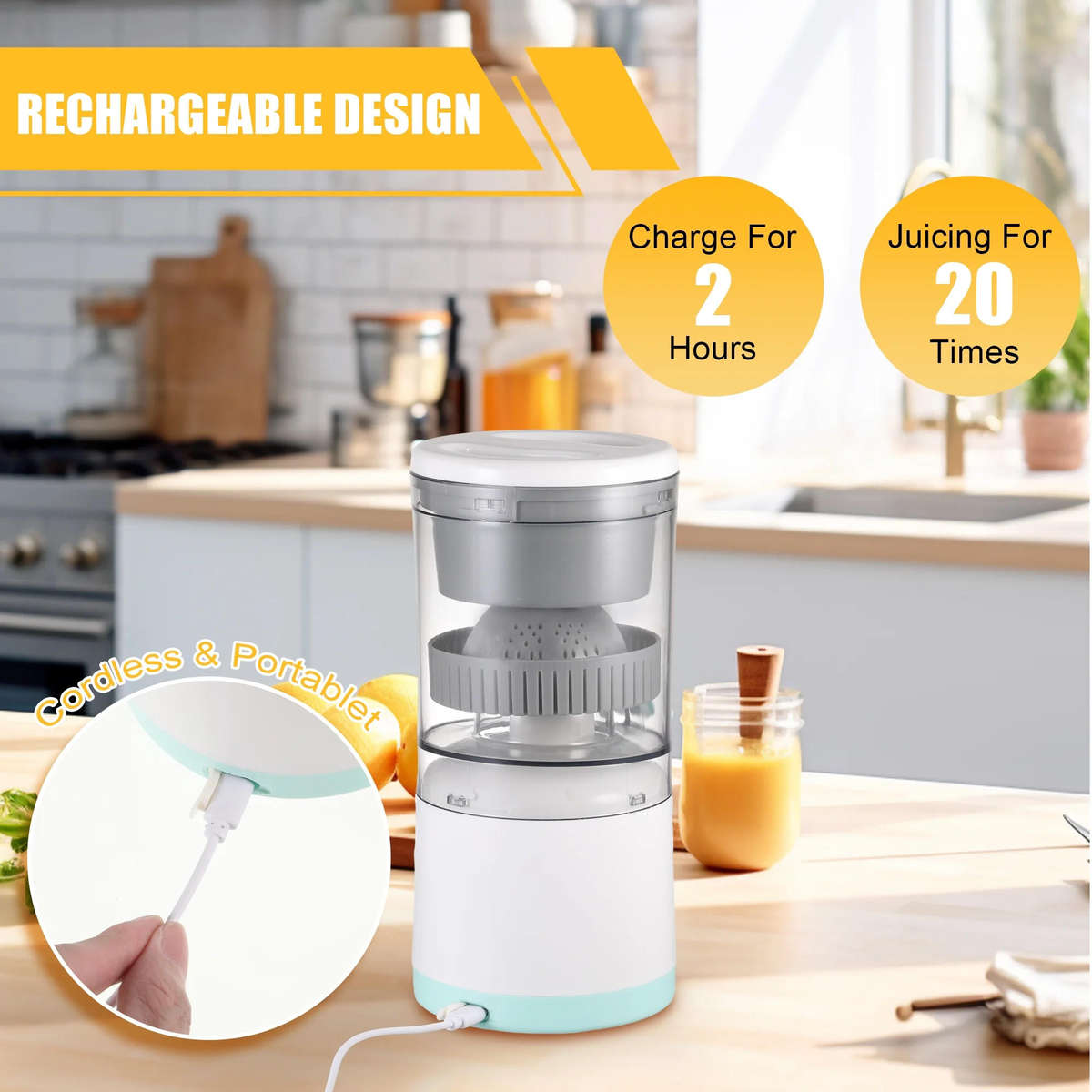 Portable Electric Juicer Camping Rechargeable Citrus Juicer