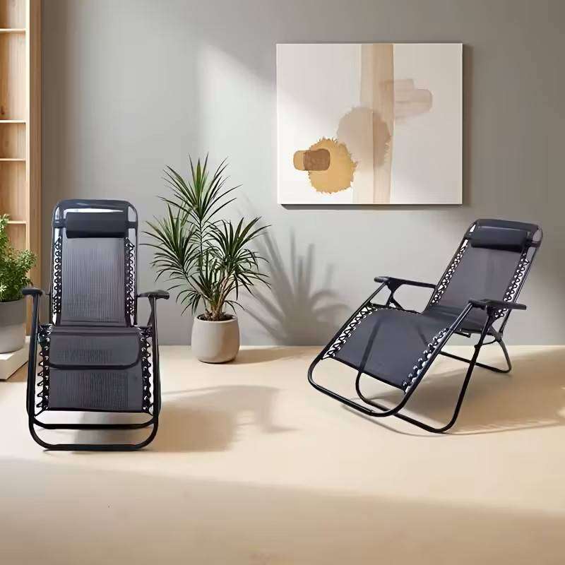 Outdoor Heavy Duty Adjustable Lounge Chair Ergonomic Design Zero Gravity Lounger