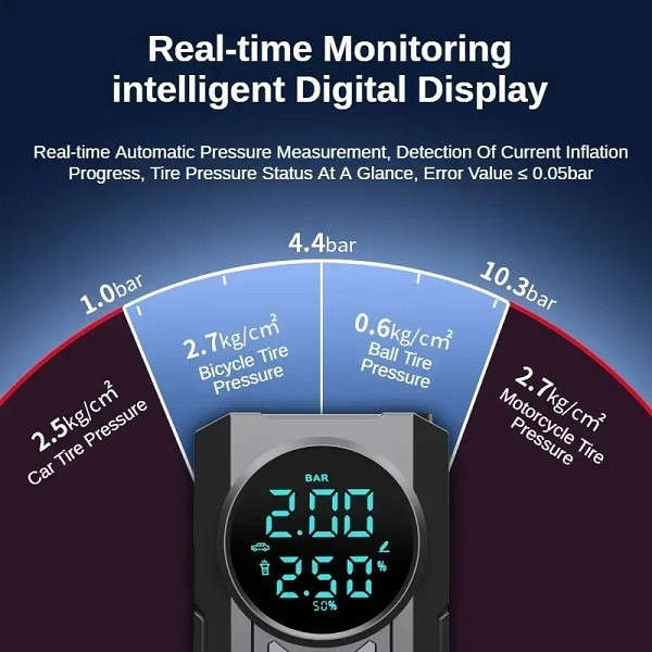 60W Large Capacity Battery Portable Air Compressor Multi-Function Four-in-One Air Pump