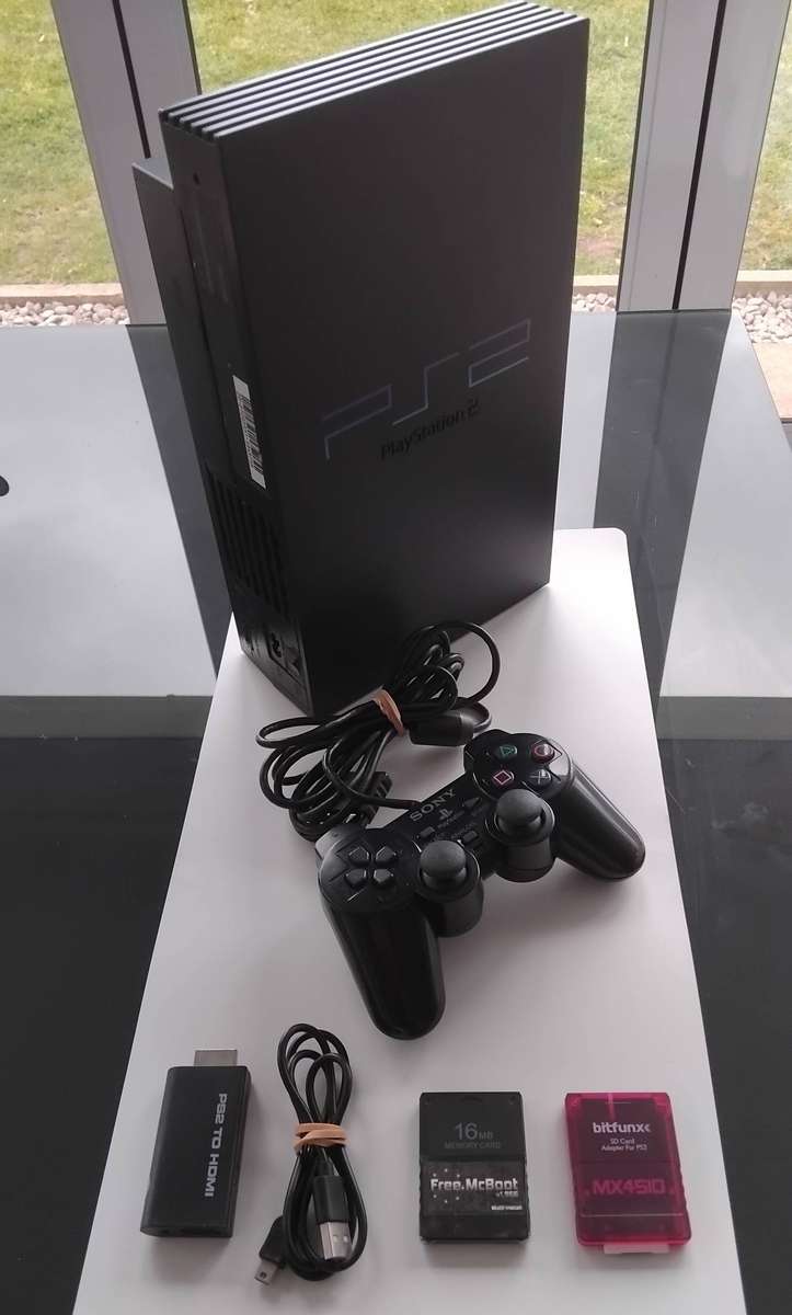 Playstation 2 / PS2 Console Bundle (MX4SIO, SD Card, FreeMCBoot, HDMI)