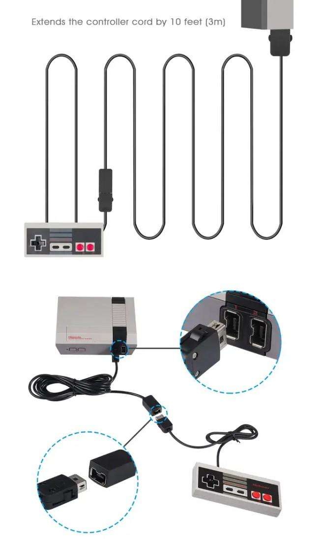 Nintendo NES / SNES Classic Controller 3m Extension Cable