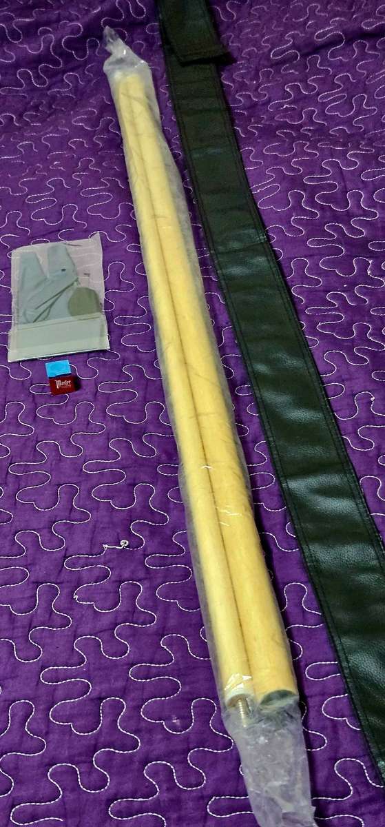 1/2-pc Long Rods 13mm Tip Snooker Billiard Cue. 214cm, Hardwood + Free Glove, Chalk & Leather Case