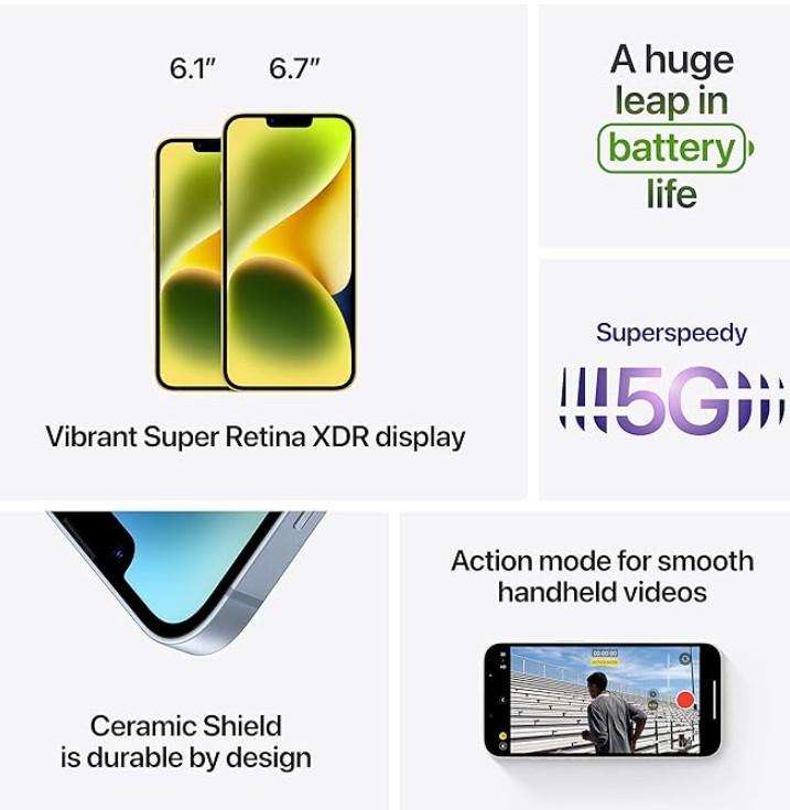 *Bargain* Apple iPhone 14 Plus, 128GB, Midnight + Extras and 2 free complimentary cases