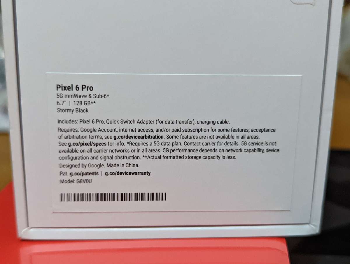 Google Pixel 6 Pro 5G 128G - (Refurbished) - Stormy Black + Box and Extras