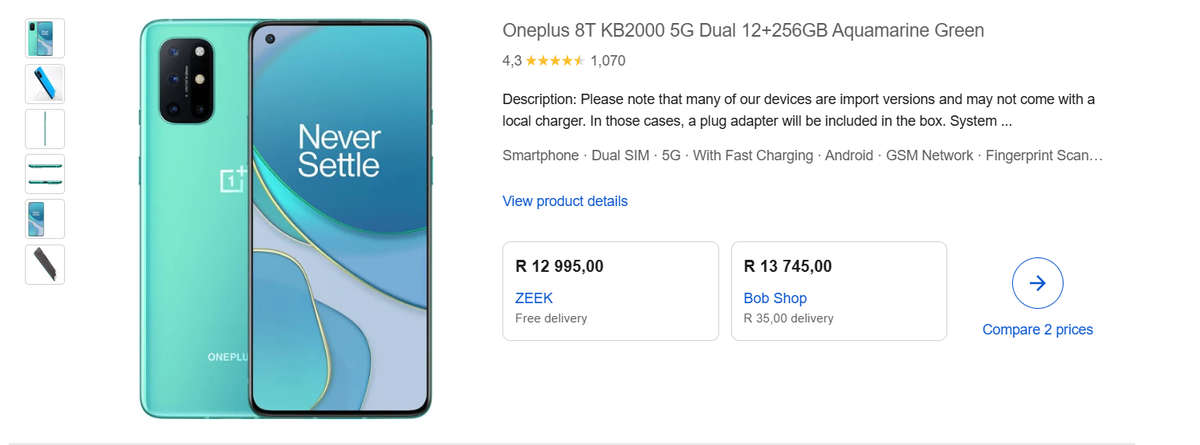 OnePlus 8T 12+256GB Global version 5G - Lunar Silver + Box and extras