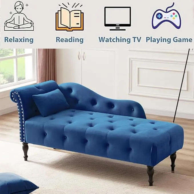 KF Velvet Rolled Arm Chaise Lounges Indoor Chair, Right Arm Facing Chaise Lounge