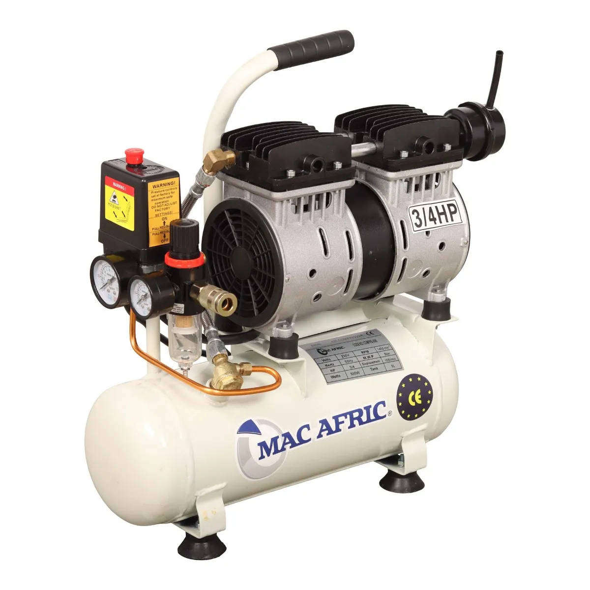 6 Litre 0.55 KW (3/4 HP) 230 V Oil Free Air Compressor