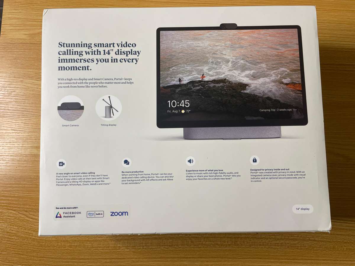 Meta Portal Plus - Smart Video Calling 14 Touch Screen with Stereo Speakers - Brand New Open Box