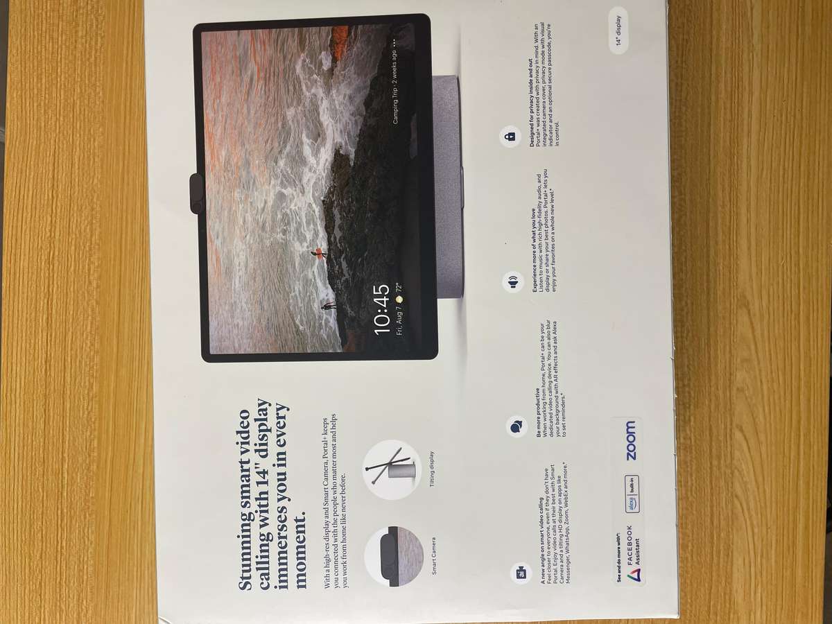 Meta Portal Plus - Smart Video Calling 14 Touch Screen with Stereo Speakers - Brand New Open Box