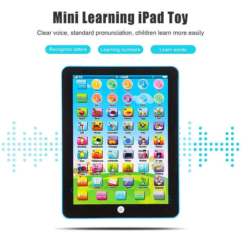 Interactive Educational Learning Tablet Touch Capabilities with Words Numbers Alphabet Music