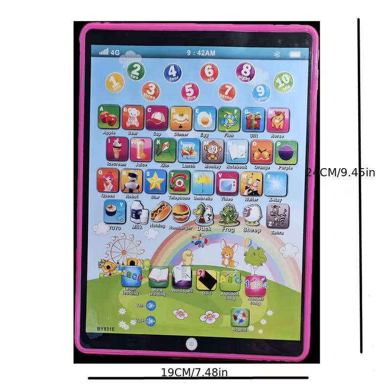 Interactive Educational Learning Tablet Touch Capabilities with Words Numbers Alphabet Music