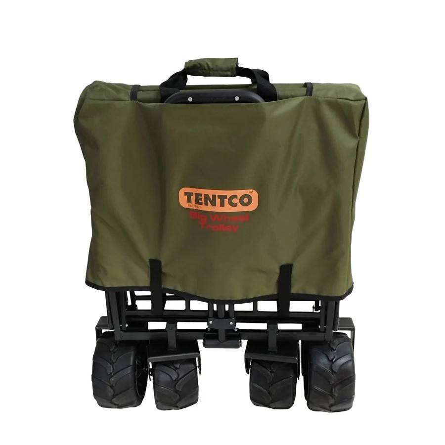 Tentco Large Wheel Folding 4x4 Camping Outdoor Utility Trolley - Green Manual Golf Trolley with 70kg