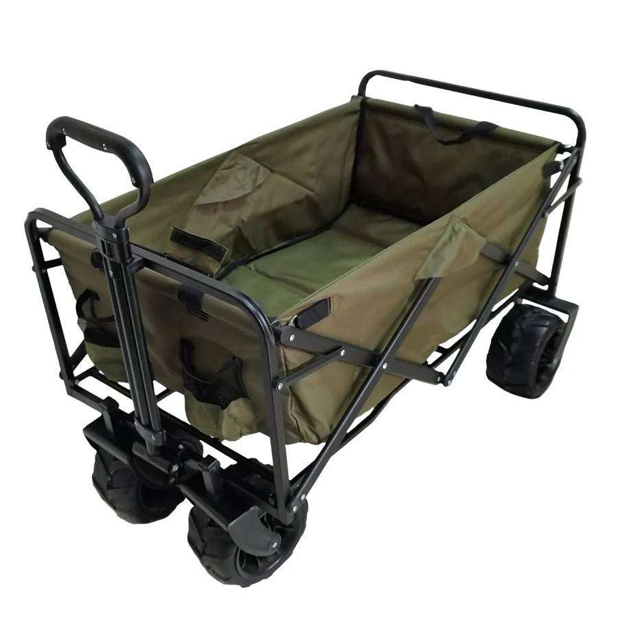 Tentco Large Wheel Folding 4x4 Camping Outdoor Utility Trolley - Green Manual Golf Trolley with 70kg