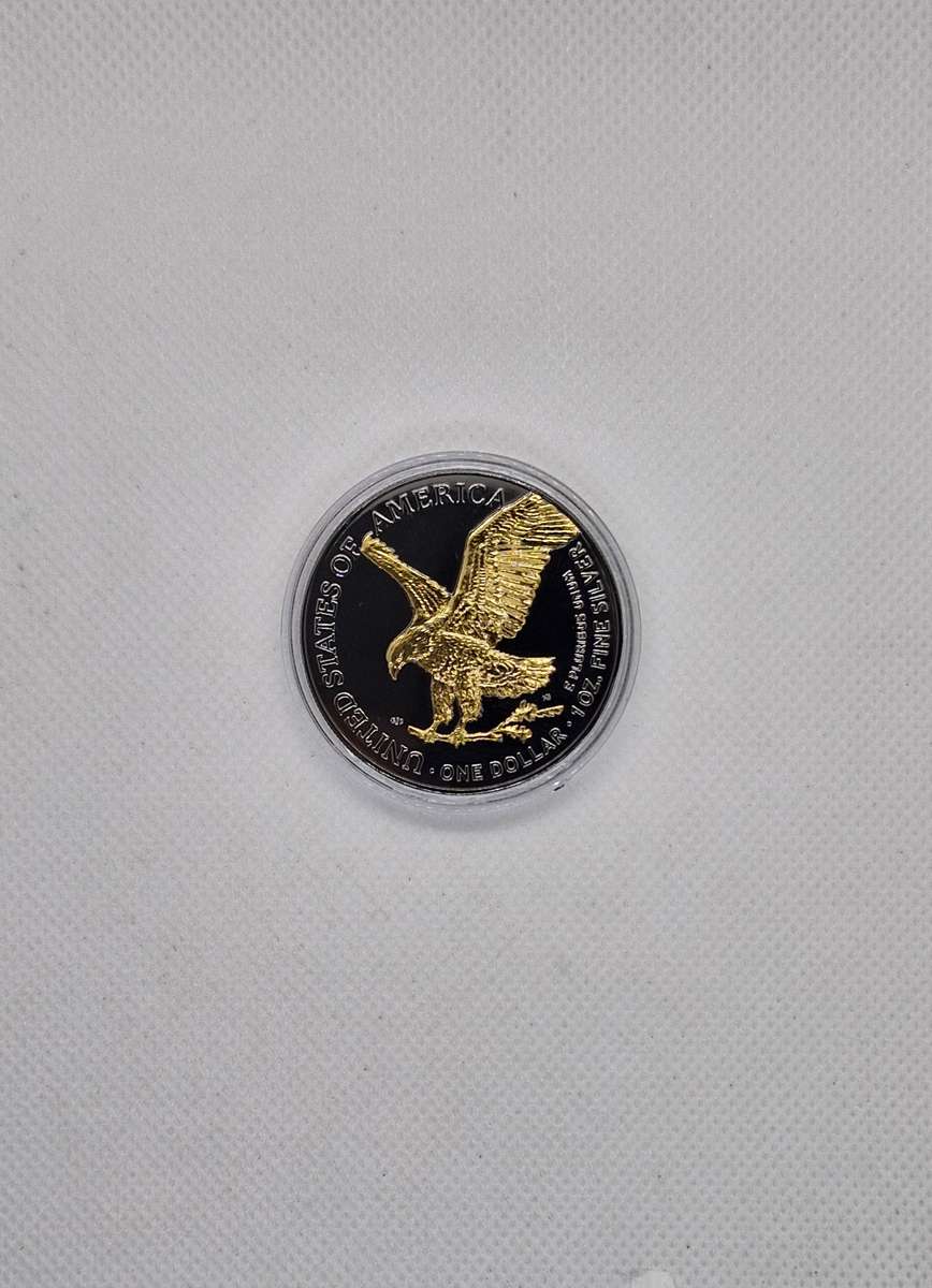 2024 Black Ruthenium 1 OZ 999 Silver American Eagle 24K Gold Glided