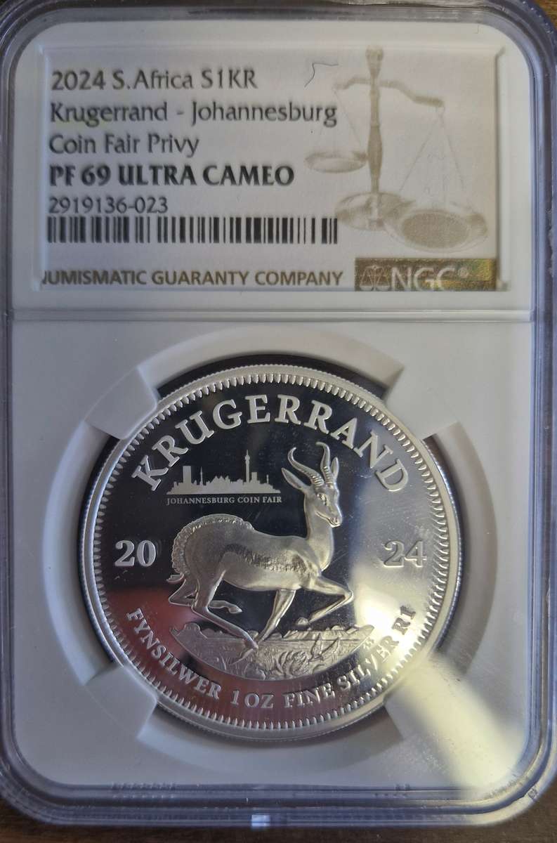 2024 South Africa 1oz Silver Krugerrand (Johannesburg privy, PF 69 UC)
