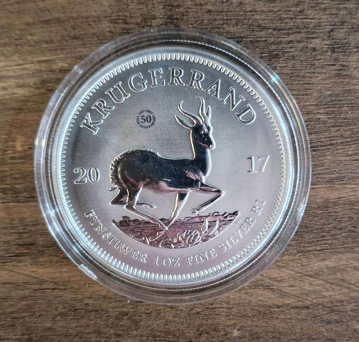 2017 1 oz Fine-silver Krugerrand 50th anniversary (premium uncirculated)