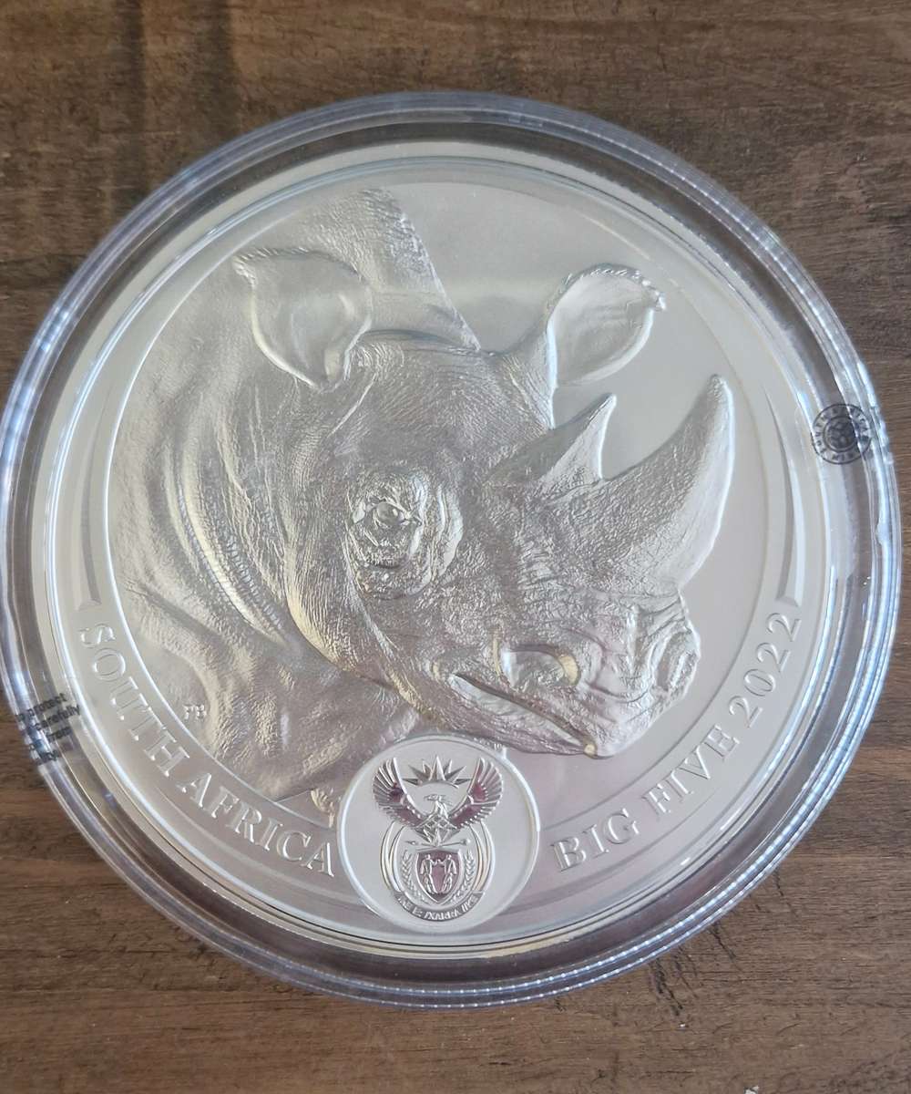 2022 Big Five Series ll R5 1KG Fine-Silver Brilliant Uncirculated Coin (Rhino)