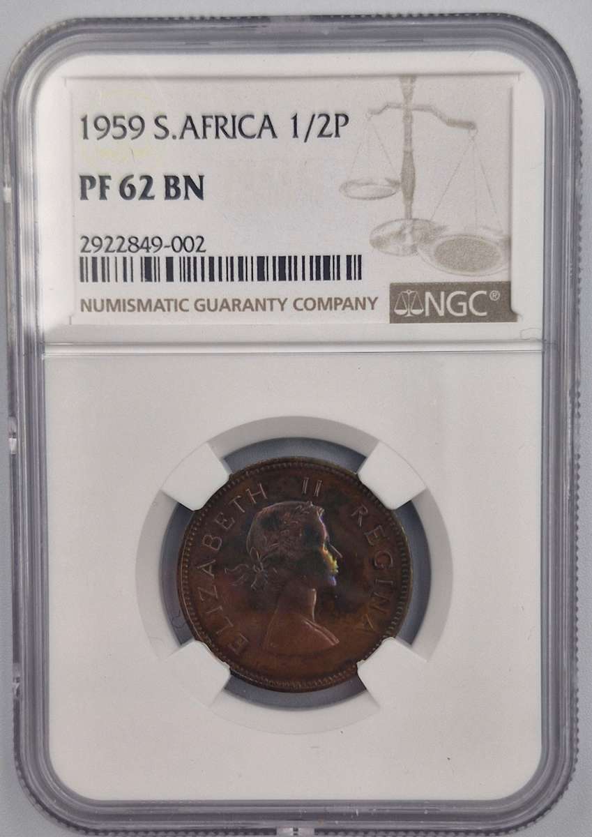 1959 South African 1/2 Penny (PF 62 BN)