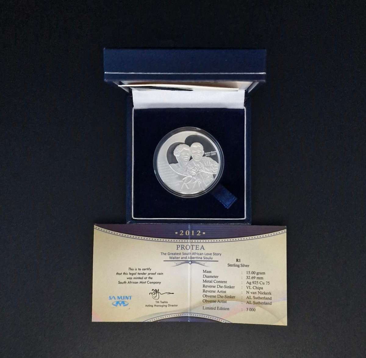 2012 Protea Silver R1 (The Greatest Love Story Walter and Albertina Sisulu)