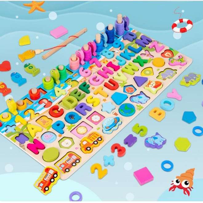 Kids 6-in-1 Wooden Educational Board