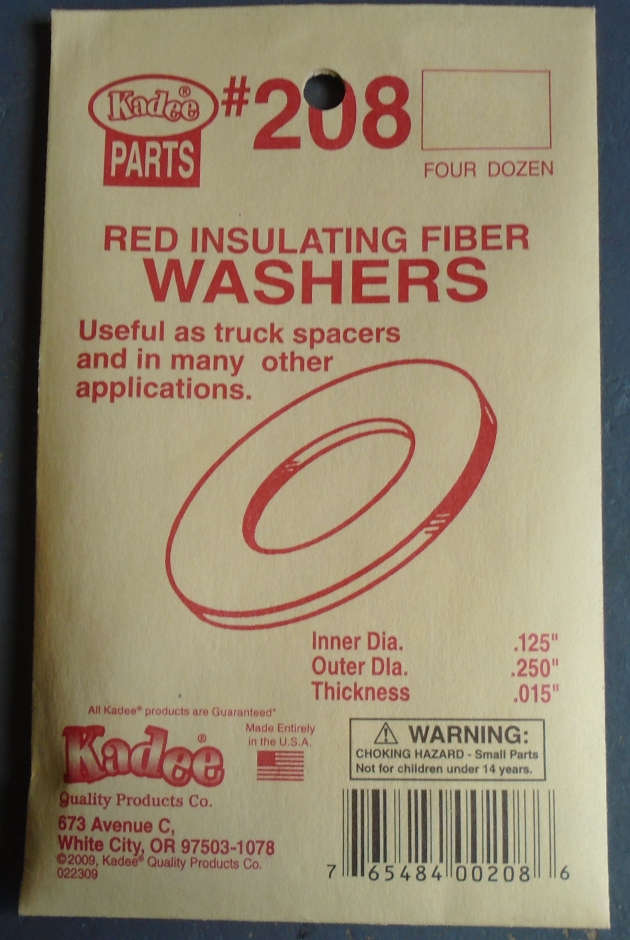 KADEE HO SCALE - 208 INSULATING WASHERS, 4 DOZEN, IN PKT
