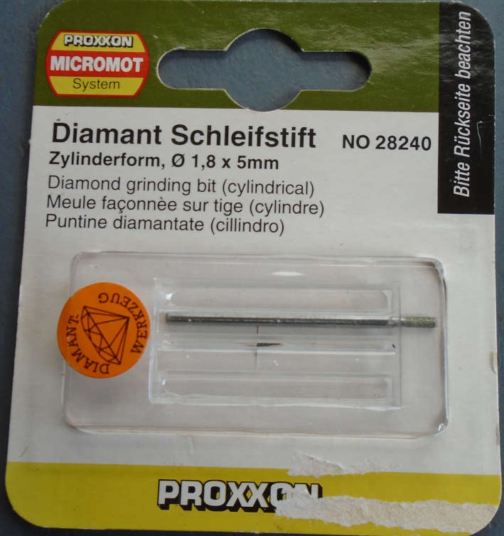 PROXXON - 28240 DIAMOND GRINDING BIT (CYLINDRICAL)- NEW OLD STOCK,CARDED