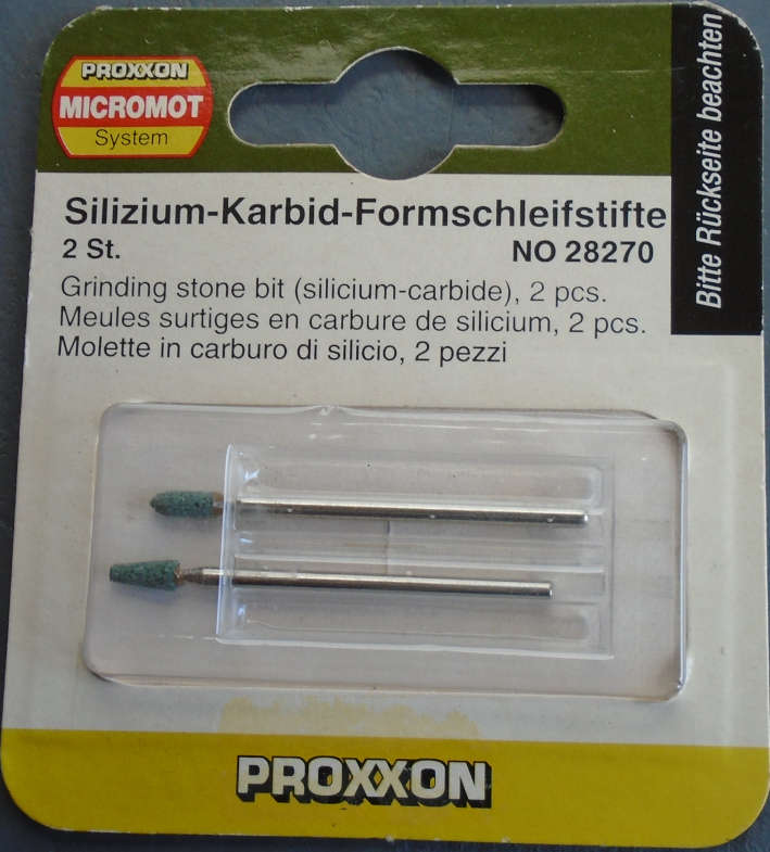 PROXXON - 28270 2 X GRINDING STONE BIT (SILICIUM CARBIDE - NEW OLD STOCK,CARDED