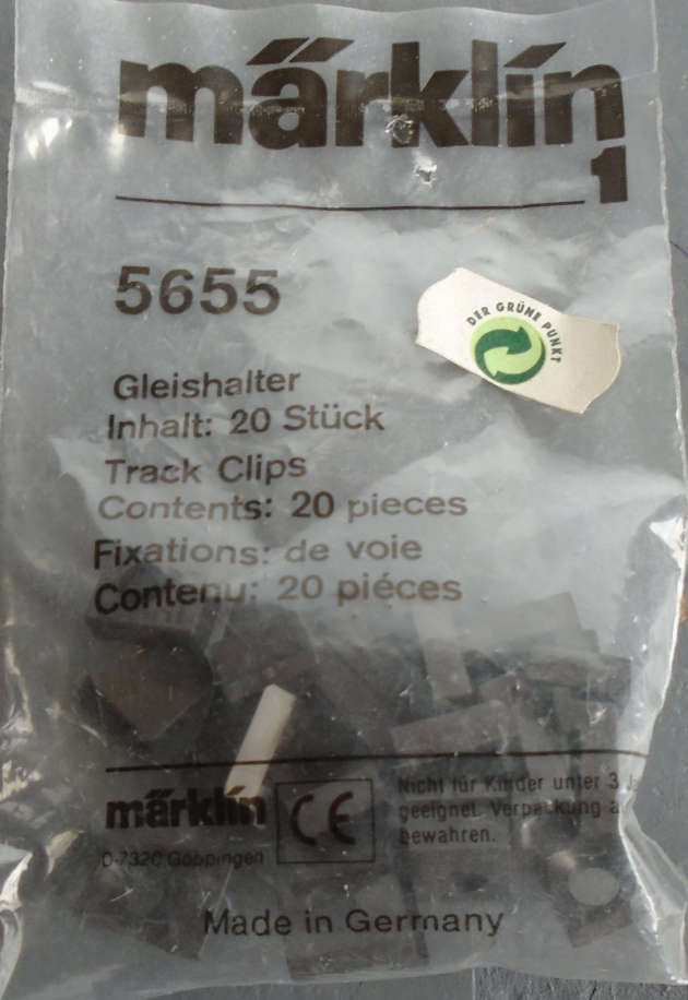 MARKLIN GAUGE 1 - 5655 20 X TRACK CLIPS - IN PKT