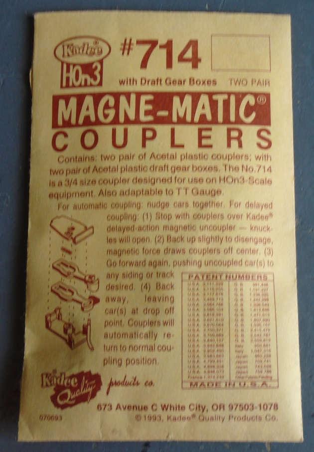 KADEE HOn3 SCALE - #714 2 PAIR MAGNE-MATIC COUPLERS - IN PKT