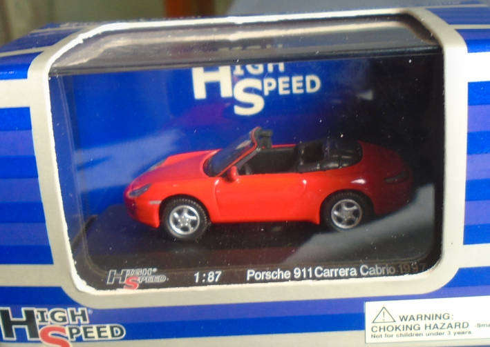 HIGH SPEED 1/87 HO SCALE - PORSCHE 911 CARRERA CABRIO, BOXED